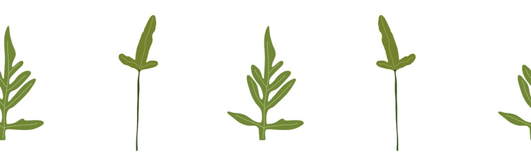 Leaves border on a white background. Hand-drawn illustration. Perfect for spring and summer.