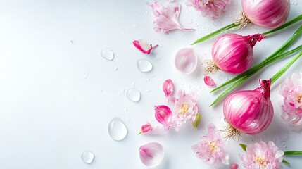 Fototapeta premium onion with a leves on a white background 