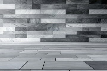 marble tiled wall and floor background with copy space. Minimalist interior and architectural design template