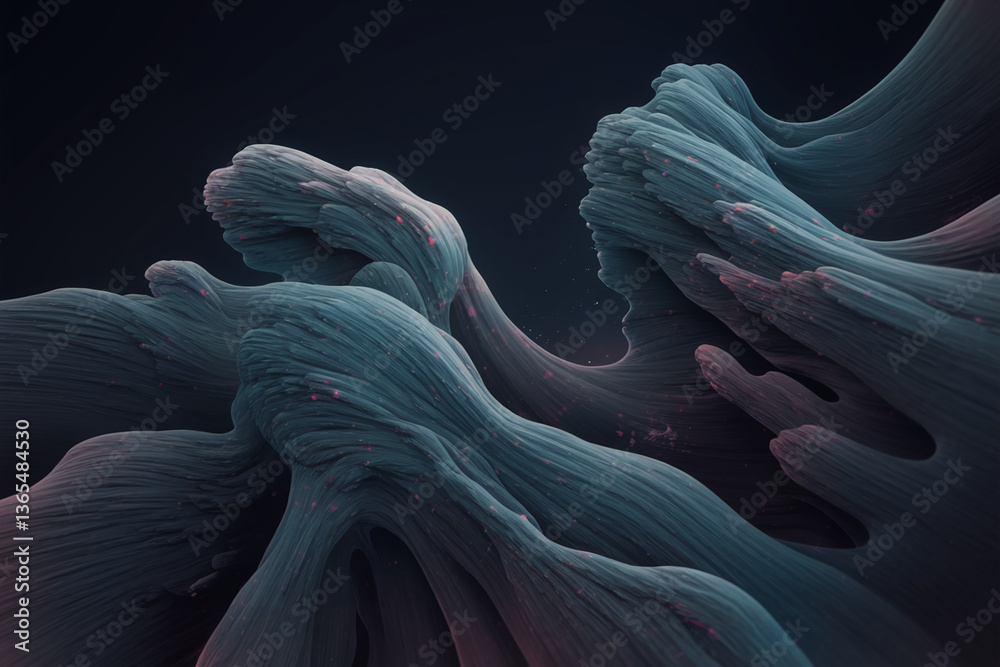 Aufkleber Abstract teal textured waves flow dynamically, creating a visually captivating and intriguing image, suitable for design, art, or technology concepts