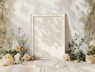 Elegant Frame Mockup with Floral Background – Wedding and Event Display