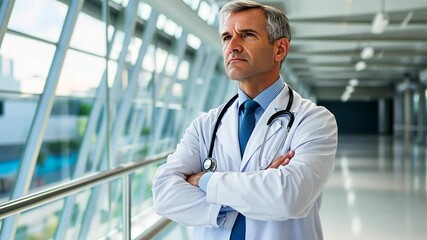 Experienced Doctor Waits for Team in Modern Medical Facility Generative AI - Powered by Adobe