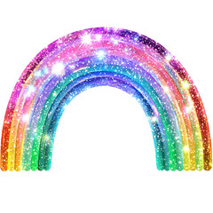 Fototapeta premium Transparent Glitter Rainbow PNG - Vibrant Multicolored Arch for Artistic, Decorative, and Digital Creative Projects
