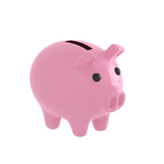 3d illustration piggy bank isolated on Transparent Png background. Business investment, saving money concept.