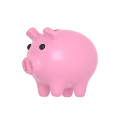 3d illustration piggy bank isolated on Transparent Png background. Business investment, saving money concept.