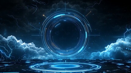 Futuristic Portal, Stormy Sky