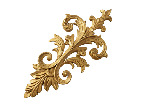 Golden ribbon ornament, intricate transparent PNG cutout for decorative use in luxury branding and print