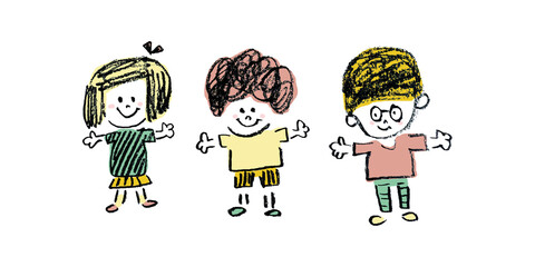 Naklejka premium 手描きの元気な子供達