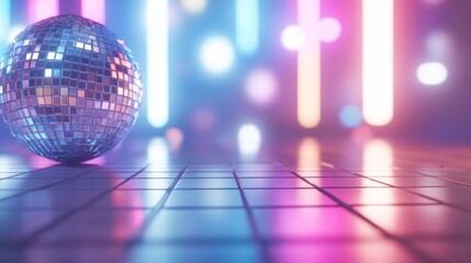 Disco ball reflective surface neon lights