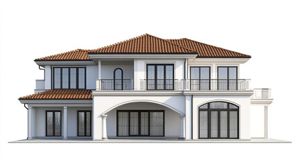 Obraz premium Elegant two story house with red roof and large windows