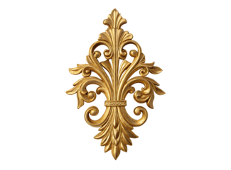 Luxury golden swirl ornament, transparent PNG cutout for digital design, branding, and wedding invitations