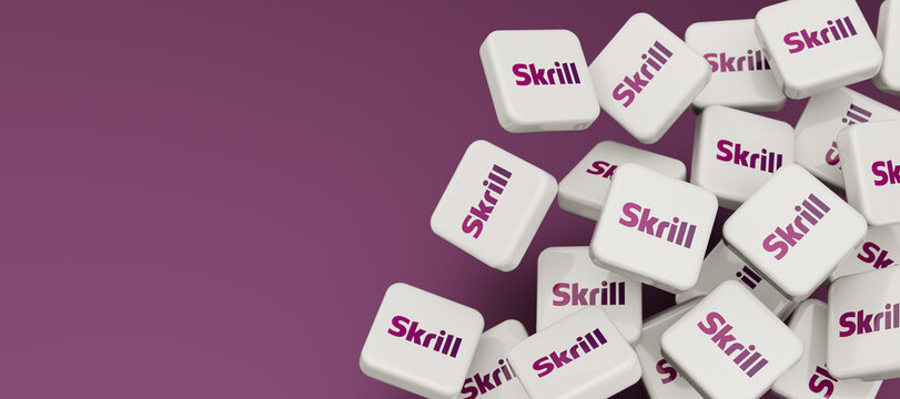 Guilherand-Granges, France - March 27, 2025. Skrill: Digital wallet for online payments and money transfers. Part of Paysafe Limited. Offers multi-currency support and crypto services. 3d render..