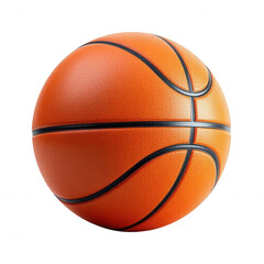 Textured Orange Basketball, Isolated on White, Sports Equipment, Round Ball.
