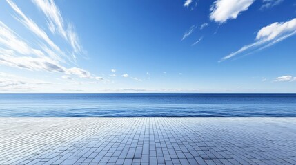 Vast Ocean and Sky, Tranquil Coastal Pathway