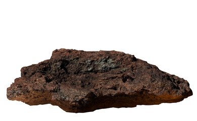 Isolated dark brown rock specimen