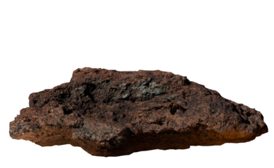 Isolated dark brown rock specimen