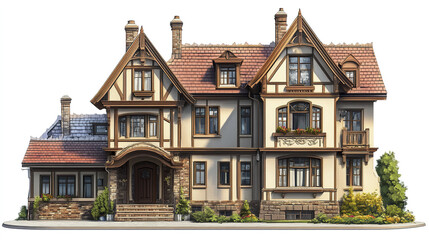 Elegant residential house with intricate architectural details