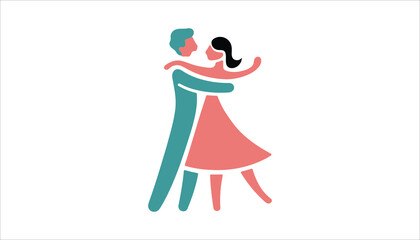 Couple Dancing in Elegant Ballroom Dance Pose Illustration.