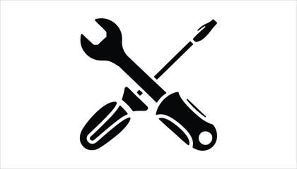 Crossed Wrench and Screwdriver Icon. Tools for Repair and Maintenance.