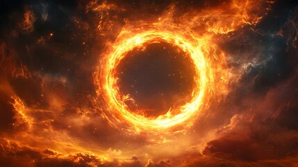 A fiery of cosmic flames illuminating the sky with stunning visuals of the universe and its wonders