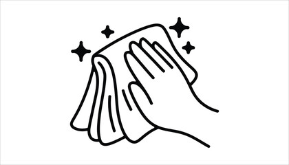 Hand Wiping Cloth with Sparkles. Cleaning and Hygiene Icon.