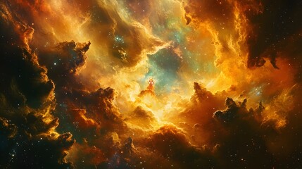 Fototapeta premium Breathtaking nebula illuminating the sky with colorful gas clouds and stars creating a captivating cosmic scene