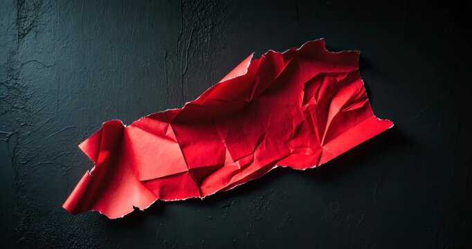 A red sheet of paper placed against a black wall.