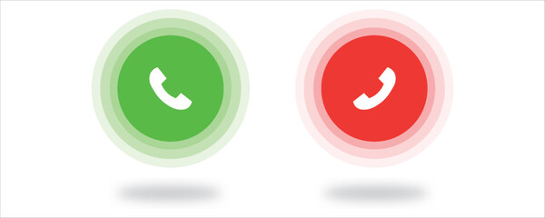 Answer and decline phone call buttons. Phone call. Telephone sign. Accept call and decline phone icons. vector