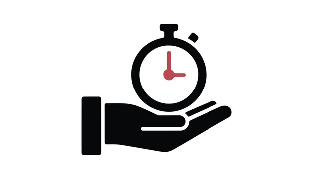 Time Management Icon with Stopwatch in Hand Vector.