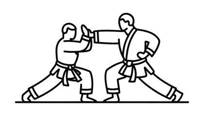 Fototapeta premium Karate Martial Arts Sparring Illustration Vector.