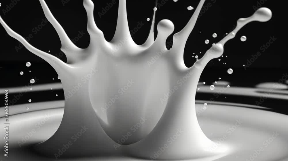 Poster dynamic splash of milk creating a striking visual effect generative ai