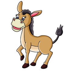 Cute cartoon hand drawn vector smiley donkey clipart.