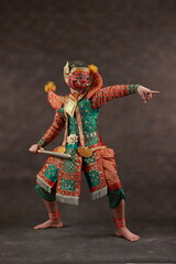 This mask dance drama of Thailand call Khon from the Ramayana story. Hanuman , Studio Shot