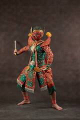 This mask dance drama of Thailand call Khon from the Ramayana story. Hanuman , Studio Shot
