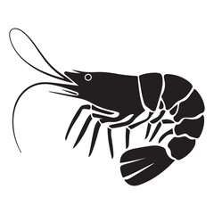 shrimp vector silhouette Black, shrimp icon vector, Sea lobster. with white background