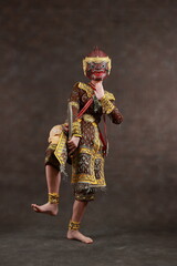 This mask dance drama of Thailand call Khon from the Ramayana story. Hanuman , Studio Shot