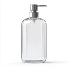 Fototapeta premium Transparent Glass Soap Dispenser Bottle with Metal Pump for Bathroom A Clean and Modern Design Perfect for Mockups