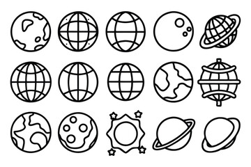globe and planet related editable stroke outline i