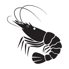 shrimp vector silhouette Black, shrimp icon vector, Sea lobster. with white background