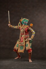 This mask dance drama of Thailand call Khon from the Ramayana story. Hanuman , Studio Shot	