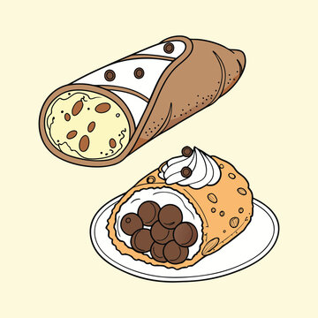 cannoli pastries on plate, cream filling clip art preview