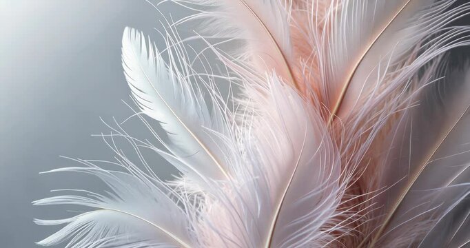 Close-up of stunning feather textures. Macro image of feathers. High-resolution photographs of soft feather textures. Pastel shades.