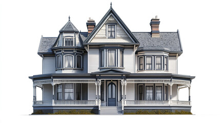 Fototapeta premium Victorian style house with ornate details and wraparound porch