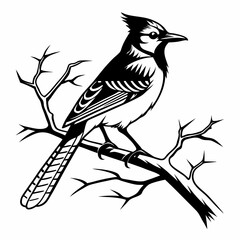 blue jay black silhouette vector
