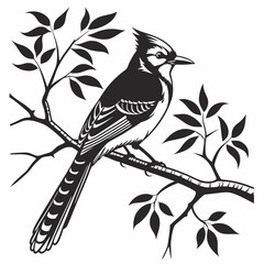 blue jay black silhouette vector