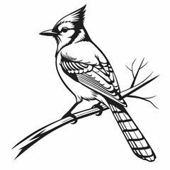 blue jay black silhouette vector