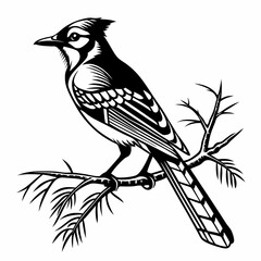 blue jay black silhouette vector