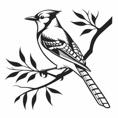 blue jay black silhouette vector