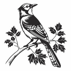 blue jay black silhouette vector
