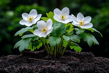 White Flowers in Dark Soil